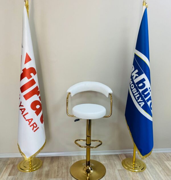 Galleria Bar Sandalye Beyaz Gold Ayak