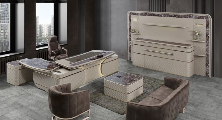 Akburo Excelance Krem Makam Takımı Full Set - Ofis Mobilyaları