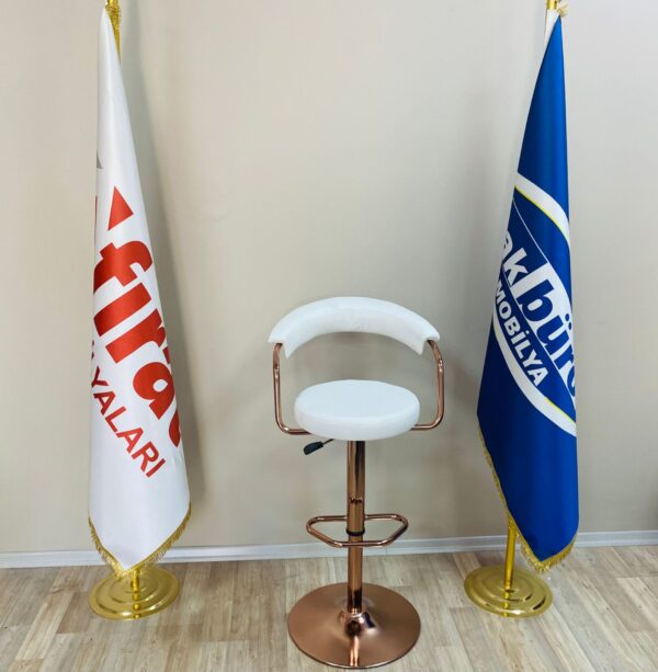 Galleria Bar Sandalye Beyaz Bakır Ayak