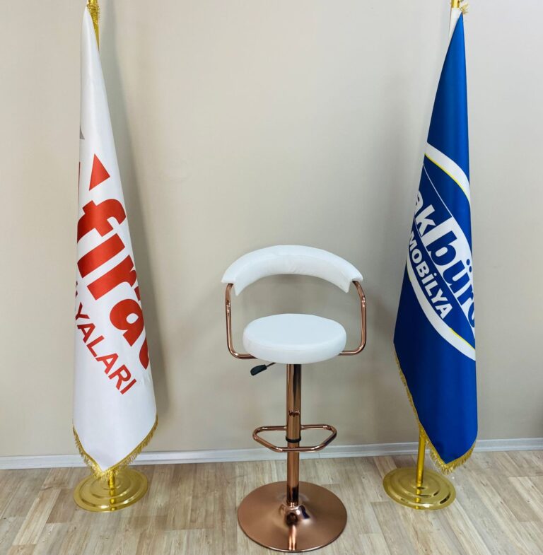 Galleria Bar Sandalye Beyaz Bakır Ayak - Ofis Mobilyaları