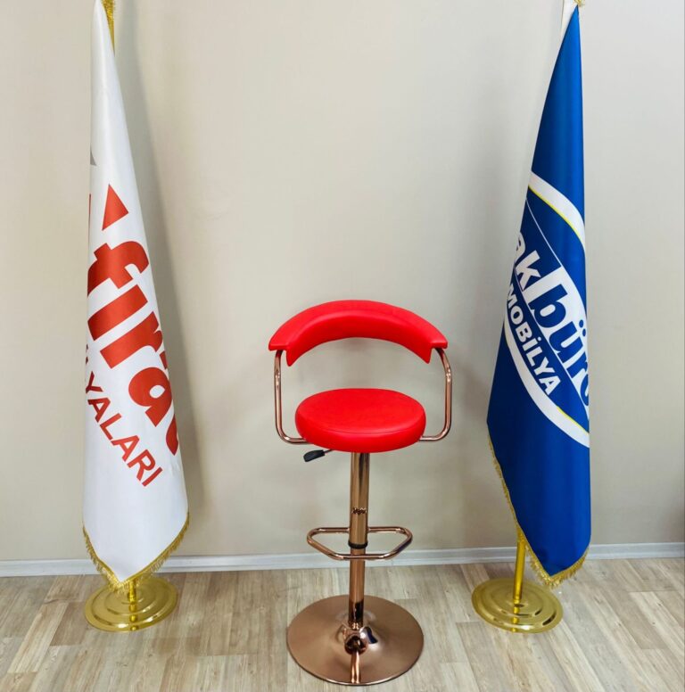 Galleria Bar Sandalye Kırmızı Bakır Ayak - Ofis Mobilyaları