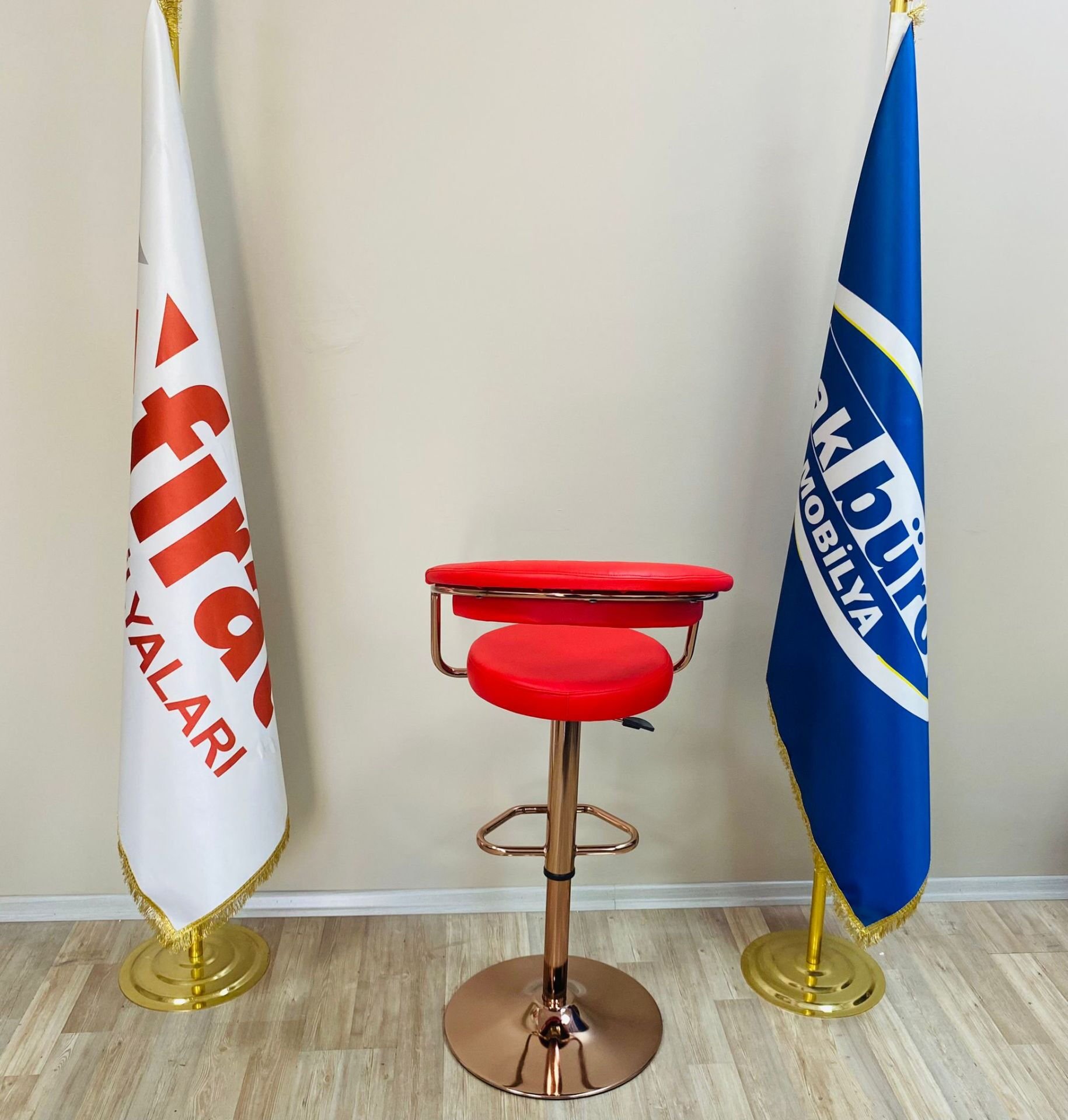 Galleria Bar Sandalye Kırmızı Bakır Ayak - Image 2