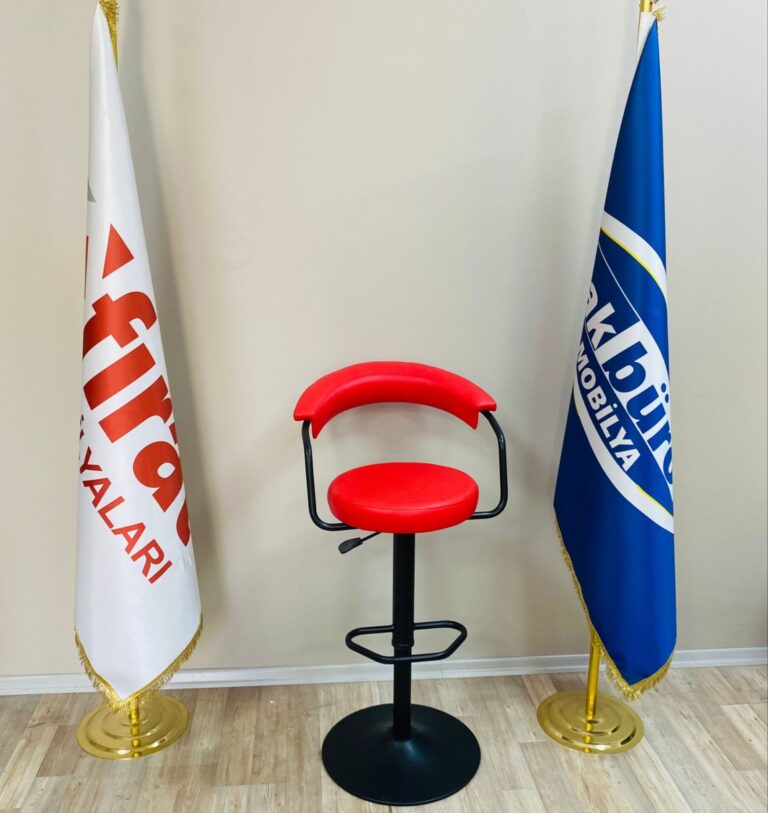 Galleria Bar Sandalye Kırmızı Siyah Ayak - Ofis Mobilyaları